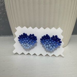 Huichol Beaded Heart Stud Earrings